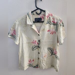 Island Traders Yellow Hawaiian Floral Women's Top